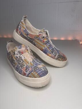 Blowfish Malibu Play Patchwork Canvas Slip-On Sneakers Women’s US 8.5 Boho Vegan
